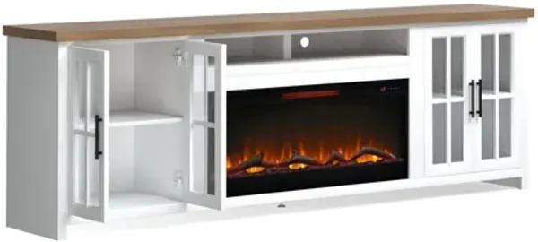 Hampton 97" Fireplace TV Stand Console - Jasmine  and Barnwood