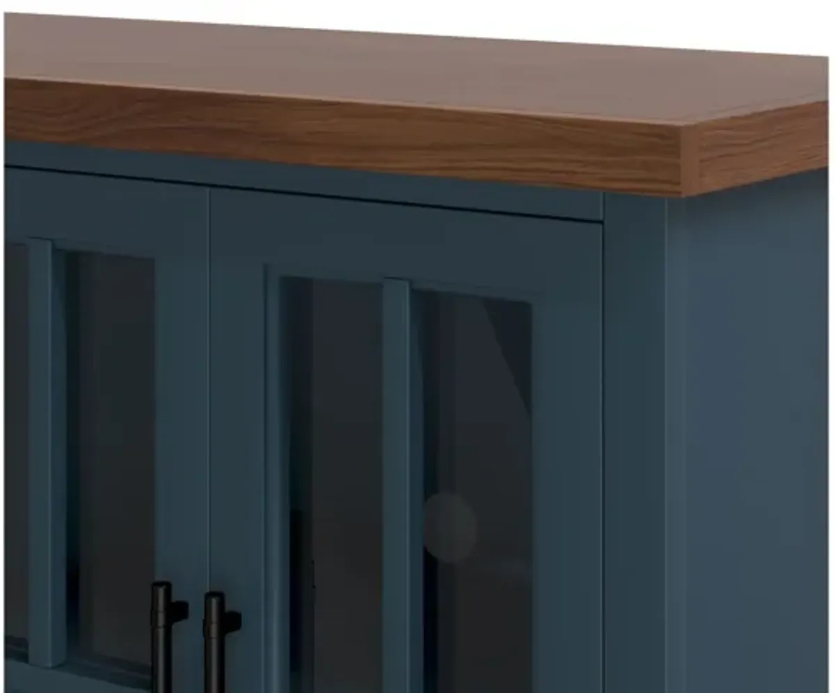 Nantucket 97 inch Fireplace TV Stand Console - Blue Denim and Whiskey
