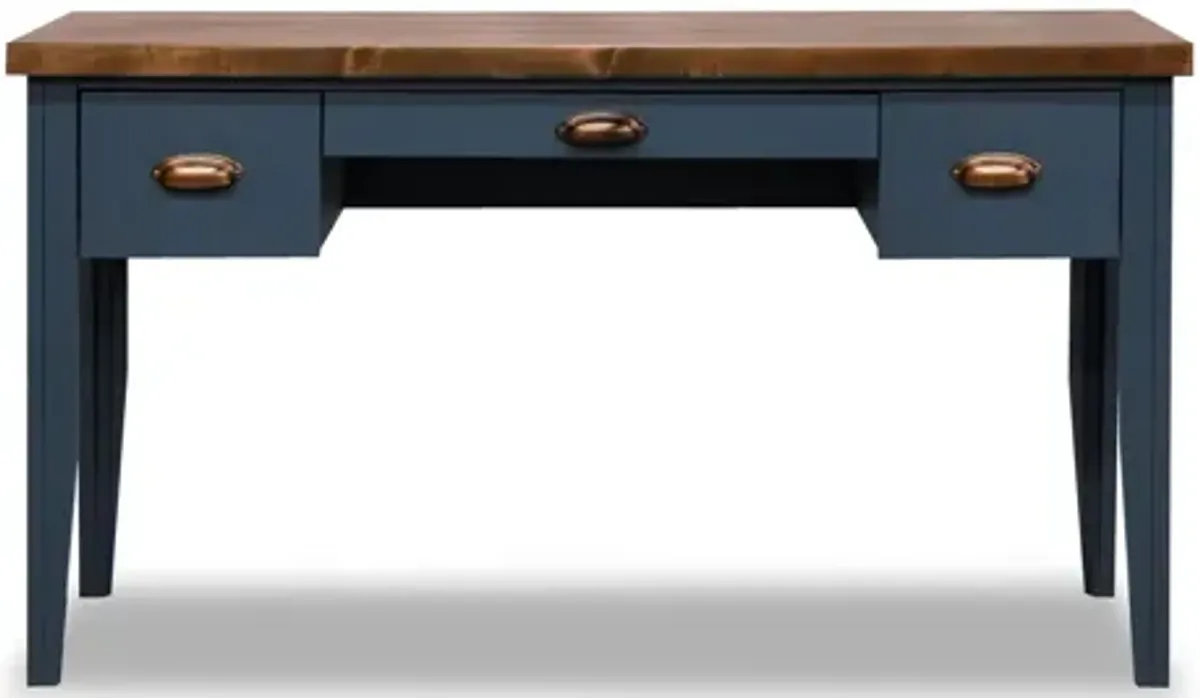 Nantucket 53 inch Writing Desk - Blue Denim and Whiskey