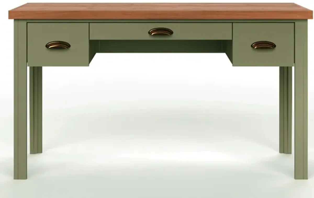 Vineyard 53 inch Writing Desk - Sage Green and Fruitwood