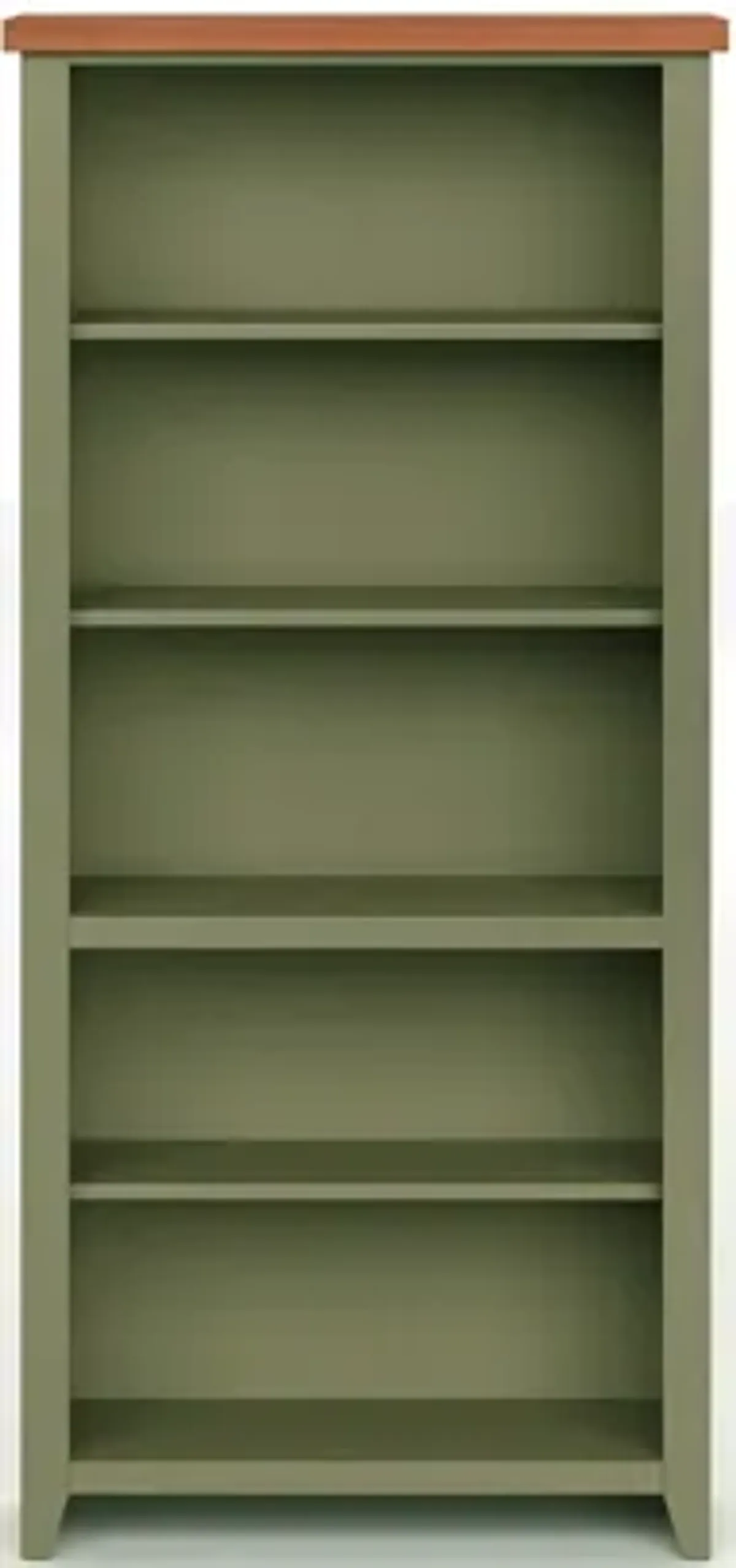 Vineyard 72 inch 5-shelf Bookcase - Sage Green and Fruitwood