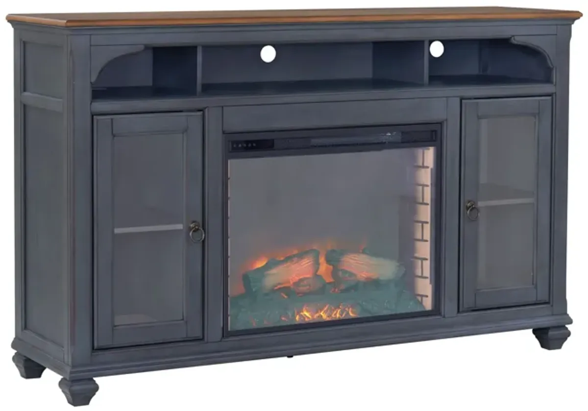 Americana 66 in Fireplace TV Stand - Corduroy Blue