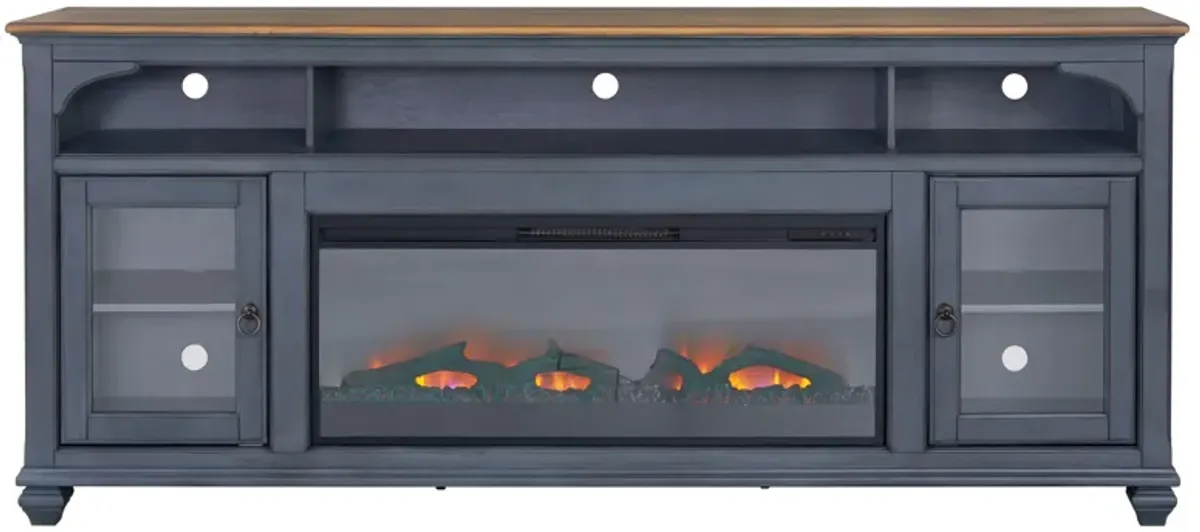 Americana 86 in Fireplace TV Stand - Corduroy Blue