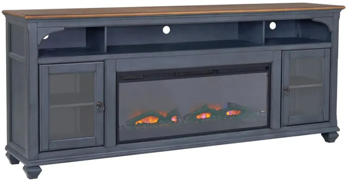 Americana 86 in Fireplace TV Stand - Corduroy Blue