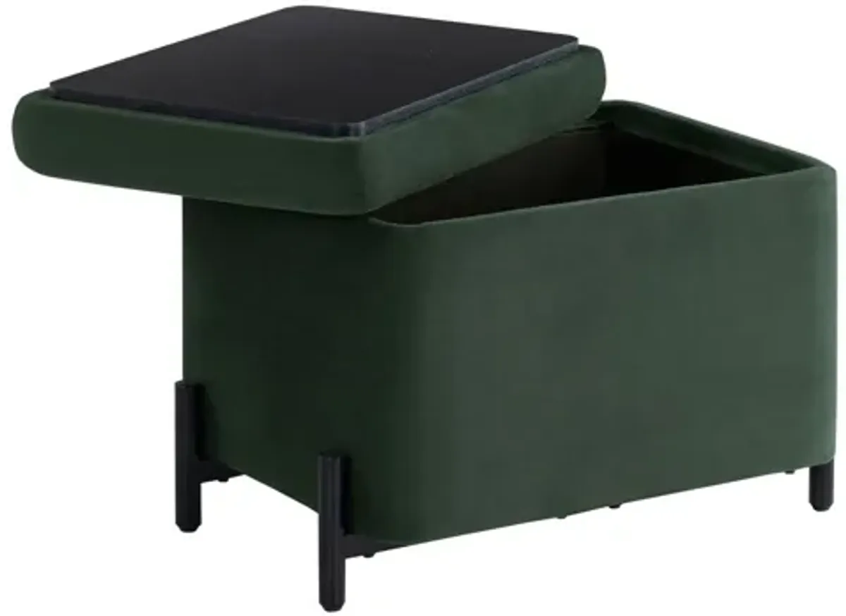 Kiley Small Storage Ottoman - Green