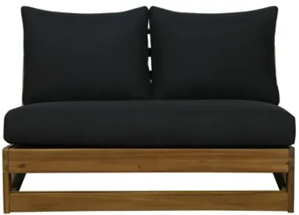 Bluffton Natural Wood and Matte Black Bench