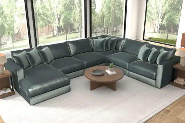 Brynn Pine 6-Piece Sectional with Left Arm Facing Chaise
