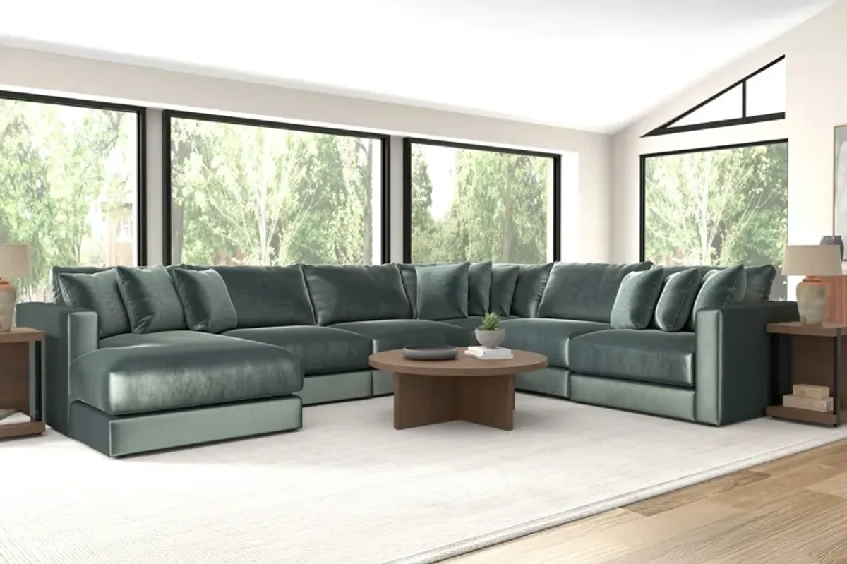 Brynn Pine 6-Piece Sectional with Left Arm Facing Chaise