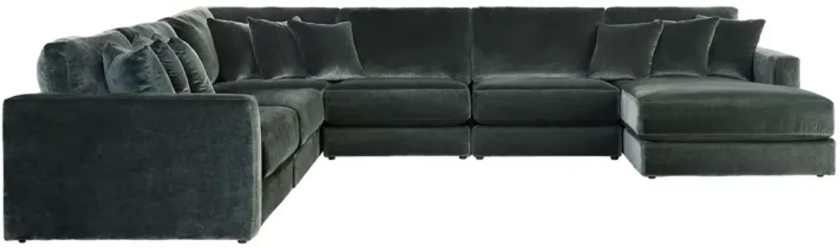 Brynn Pine 6-Piece Sectional with Right Arm Facing Chaise