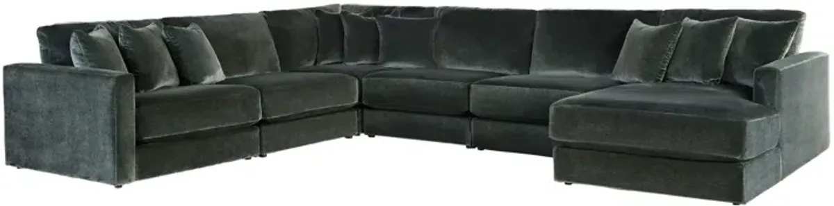 Brynn Pine 6-Piece Sectional with Right Arm Facing Chaise