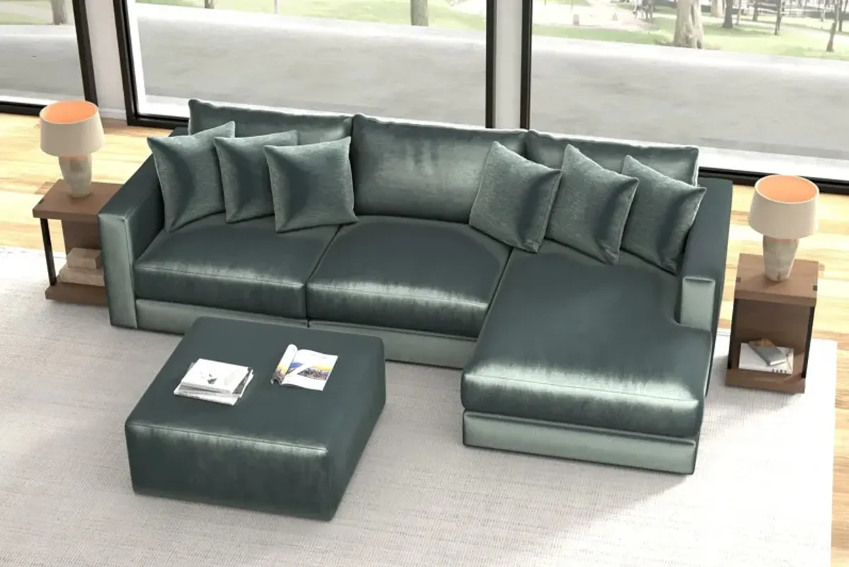 Brynn Pine 3-Piece Sectional with Right Arm Facing Chaise