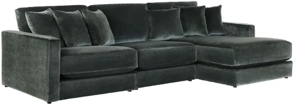 Brynn Pine 3-Piece Sectional with Right Arm Facing Chaise