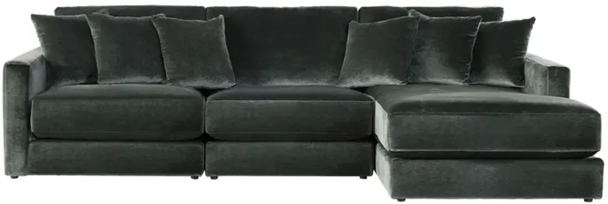 Brynn Pine 3-Piece Sectional with Right Arm Facing Chaise