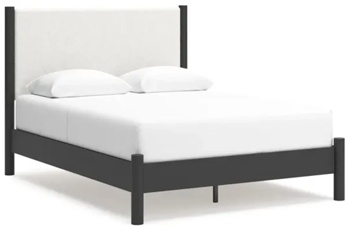 Cadmori King Upholstered Panel Bed - Black