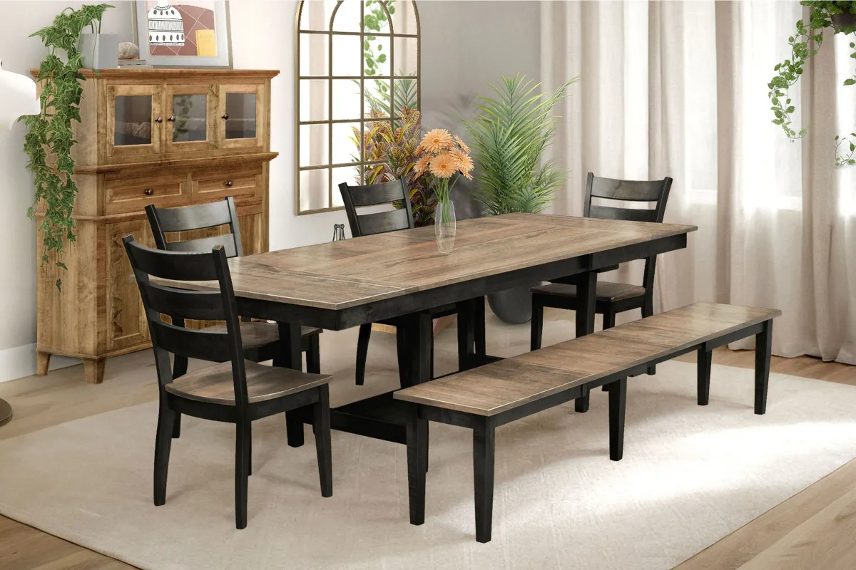 Christopher Extendable Table + 4 Chairs + Bench