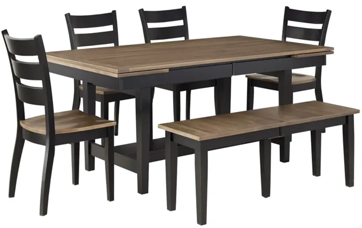 Christopher Extendable Table + 4 Chairs + Bench