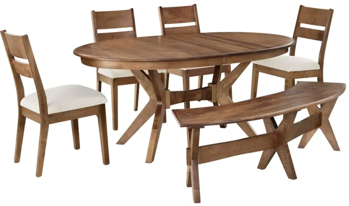 Paramour Extendable Table + 4 Chairs + Bench