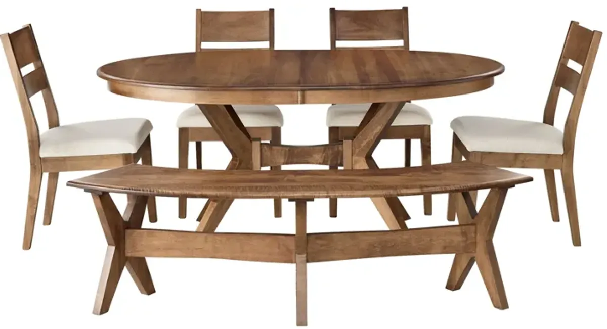 Paramour Extendable Table + 4 Chairs + Bench