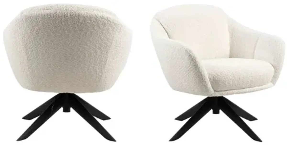 Fleming Boucle Swivel Lounge Chair (Set of 2) - Ivory