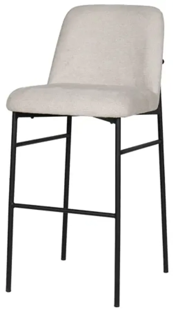 Erik Bar Chair with Black Metal Frame (Set of 6) - Beige