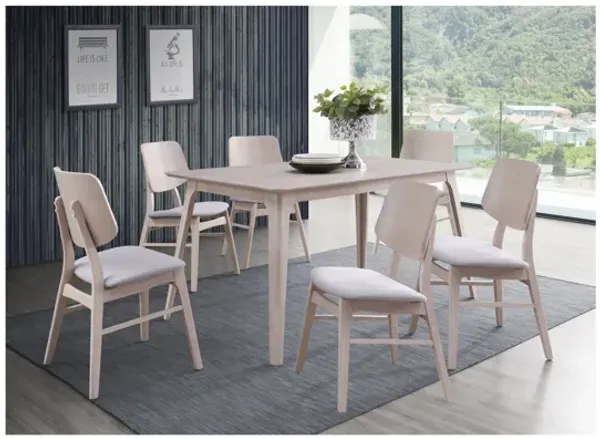 Oscar 7 Piece Rectangle Table Set with 6 Chairs - White Ash