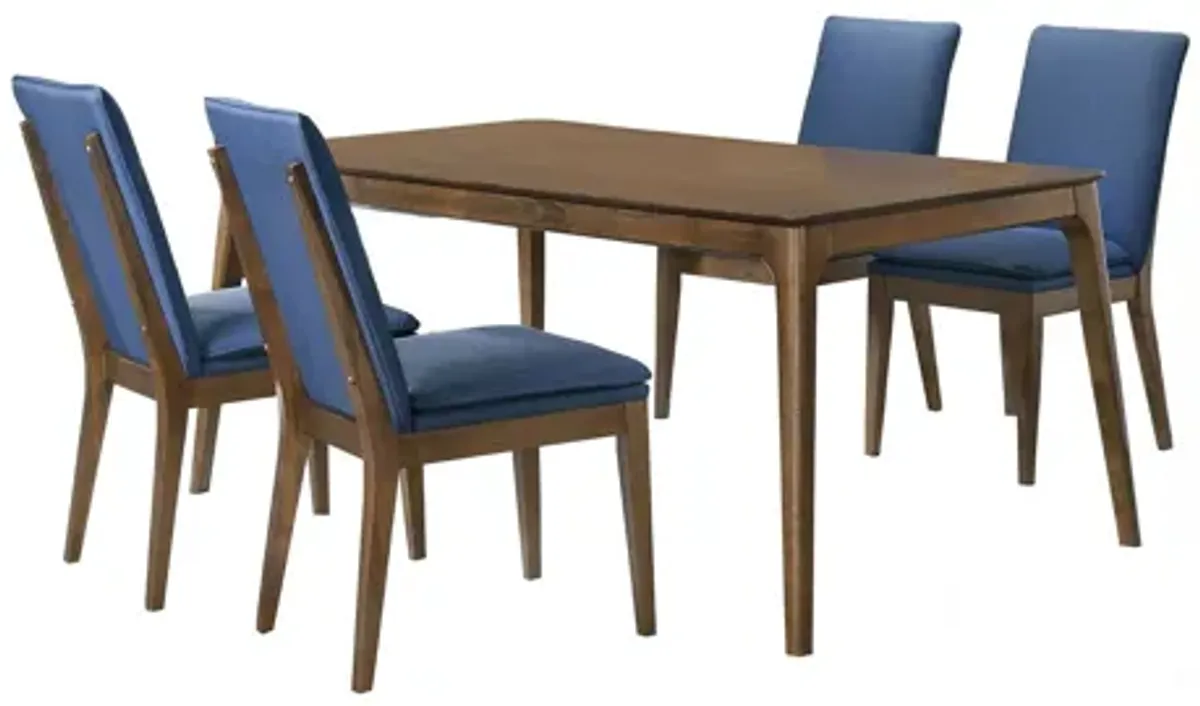 Maggie 5 Piece Dining Table Set with 4 Chairs - Blue