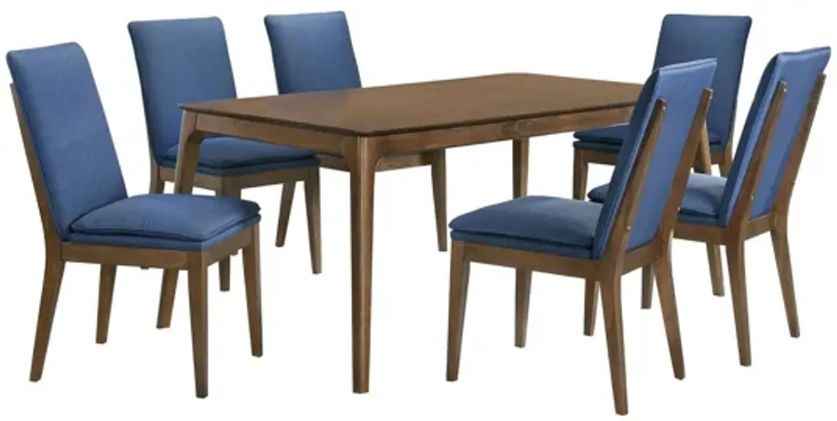 Maggie 7 Piece Dining Table Set with 6 Chairs - Blue