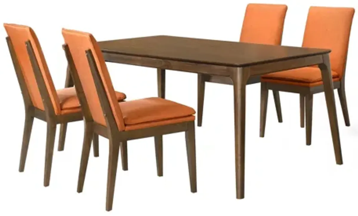 Maggie 5 Piece Dining Table Set with 4 Chairs - Terracotta