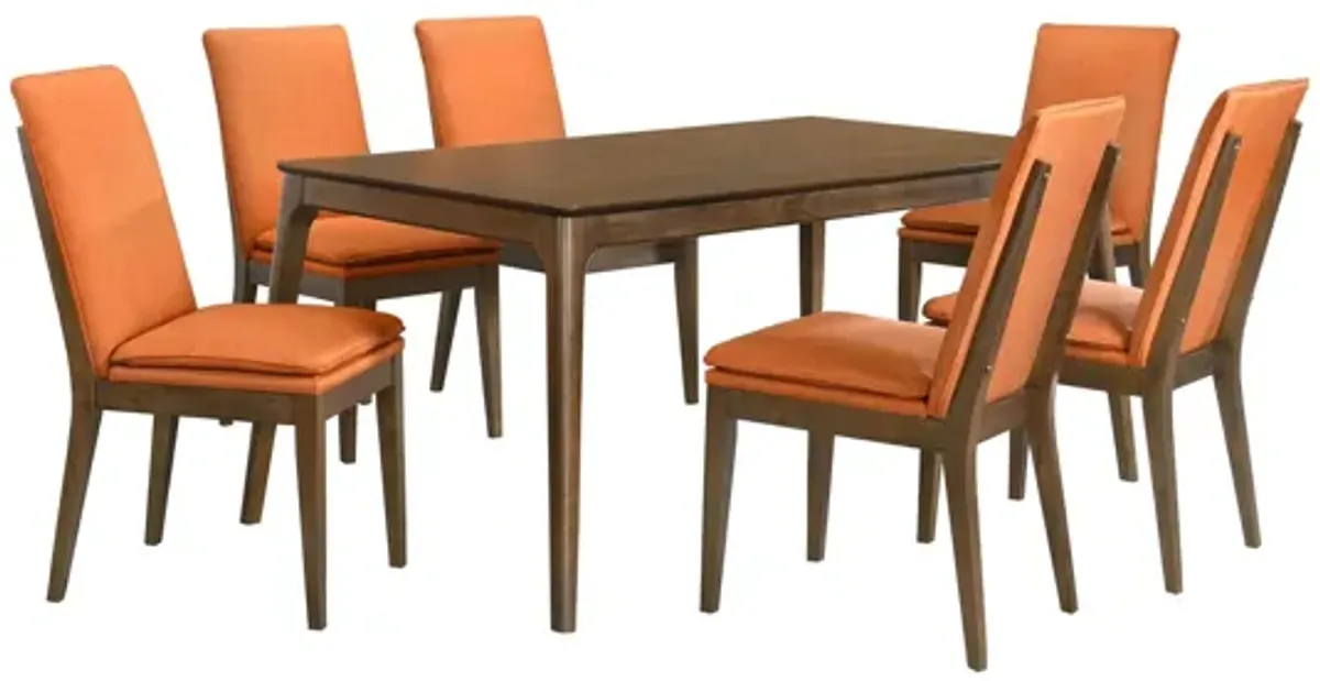 Maggie 7 Piece Dining Table Set with 6 Chairs - Terracotta