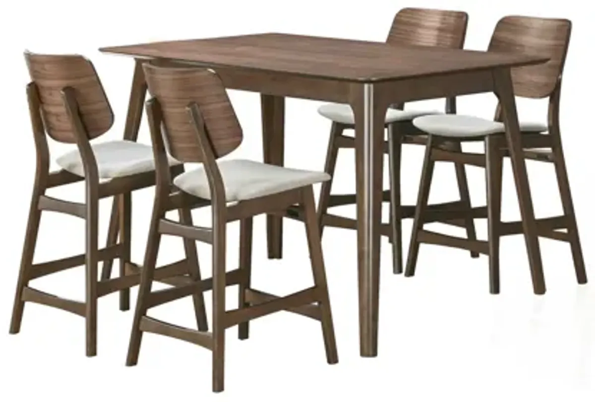Oscar 5 Piece Counter Table Set - Walnut
