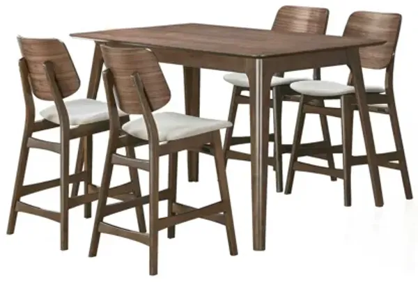 Oscar 5 Piece Counter Table Set - Walnut