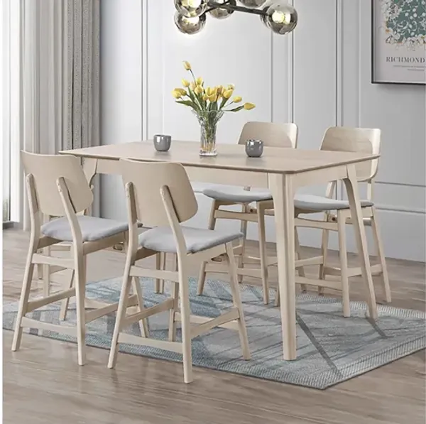 Oscar 5 Piece Counter Table Set - White Ash