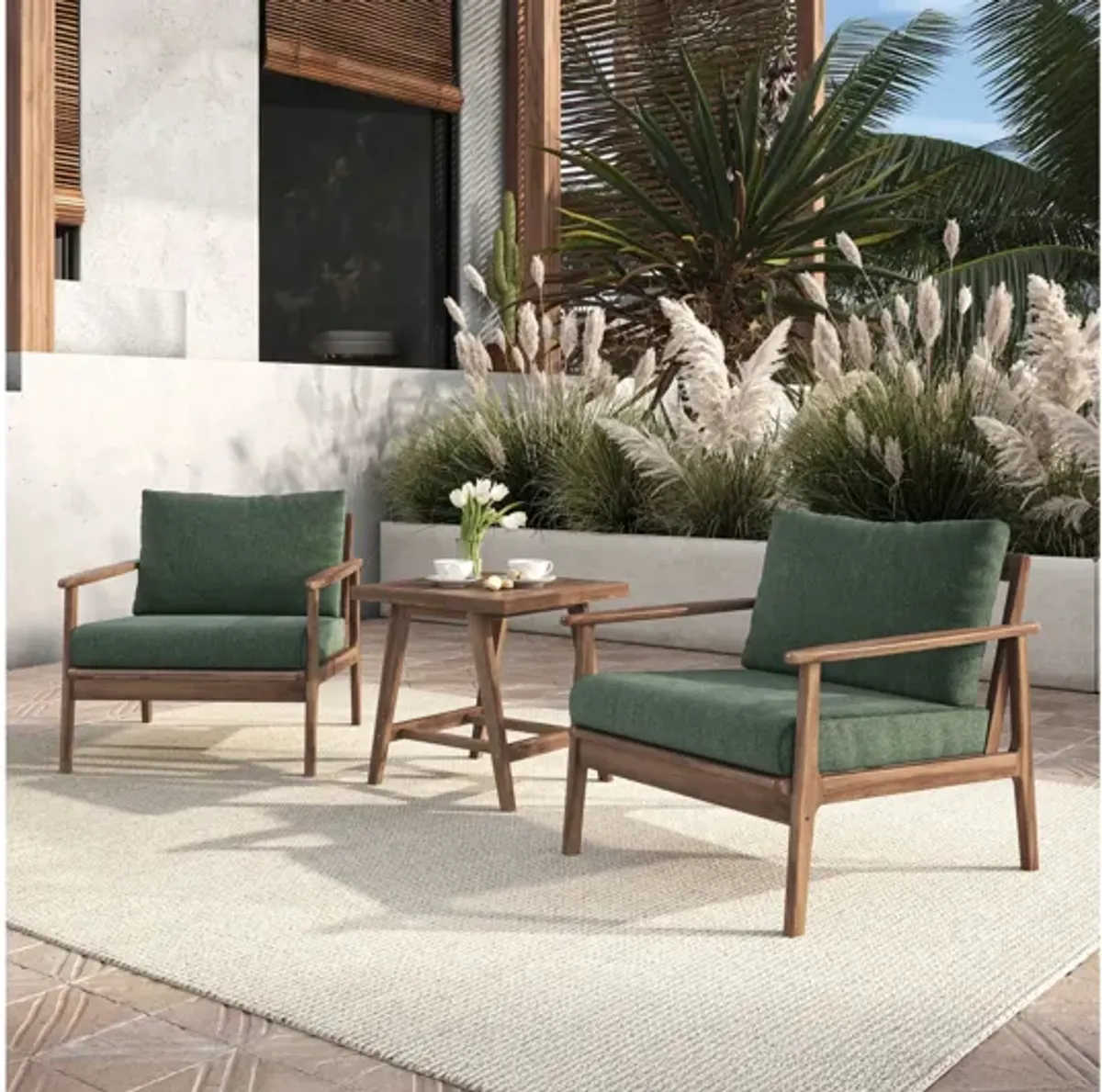 Ashton 3 Piece Outdoor Set - Moss Green