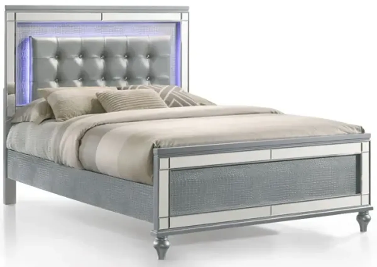 Valentino Full Panel Bed - Silver