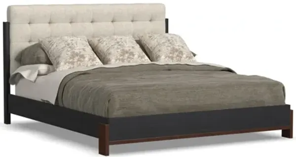 Waterfall Black King Upholstered Bed