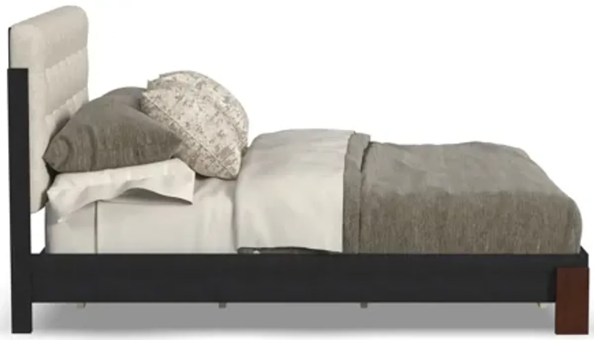 Waterfall Black Queen Upholstered Bed