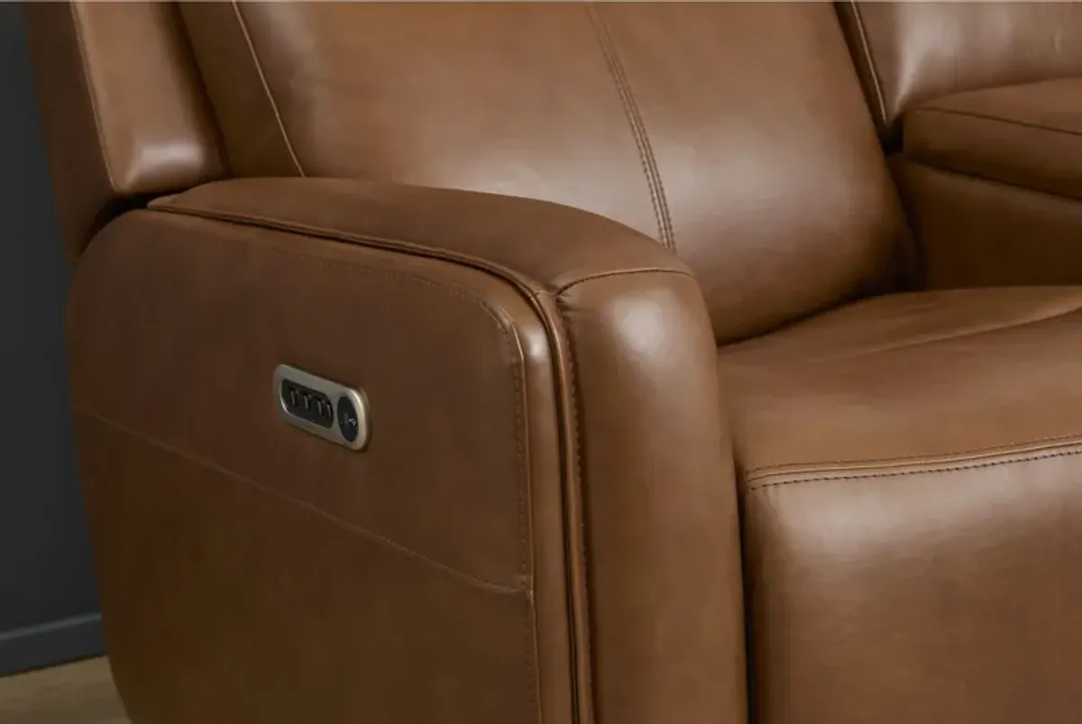 Alister Sedona Leather Power Gliding Loveseat with Console