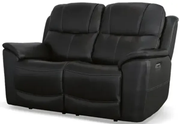 Crew Raven Leather Power Reclining Loveseat
