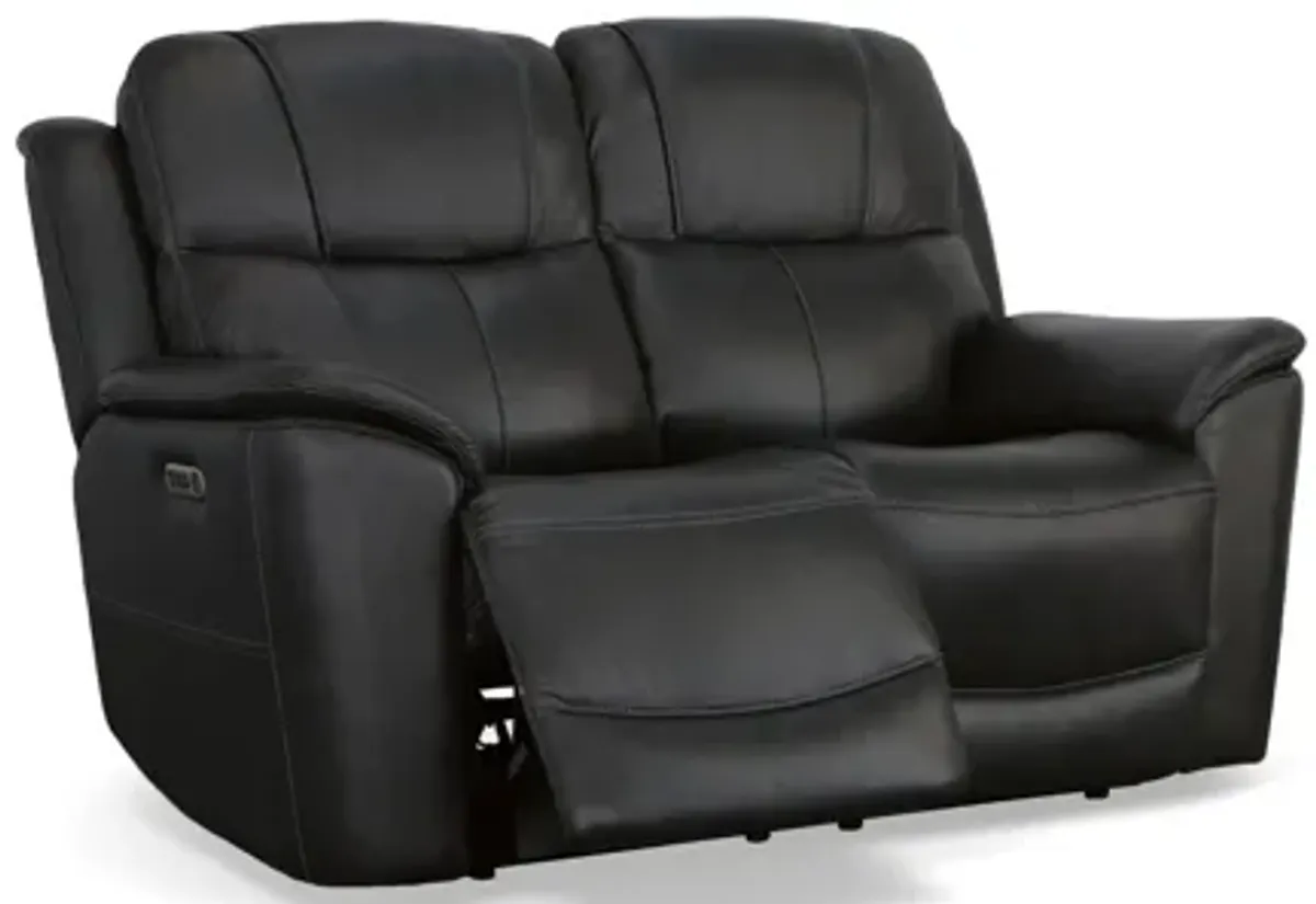Crew Raven Leather Power Reclining Loveseat