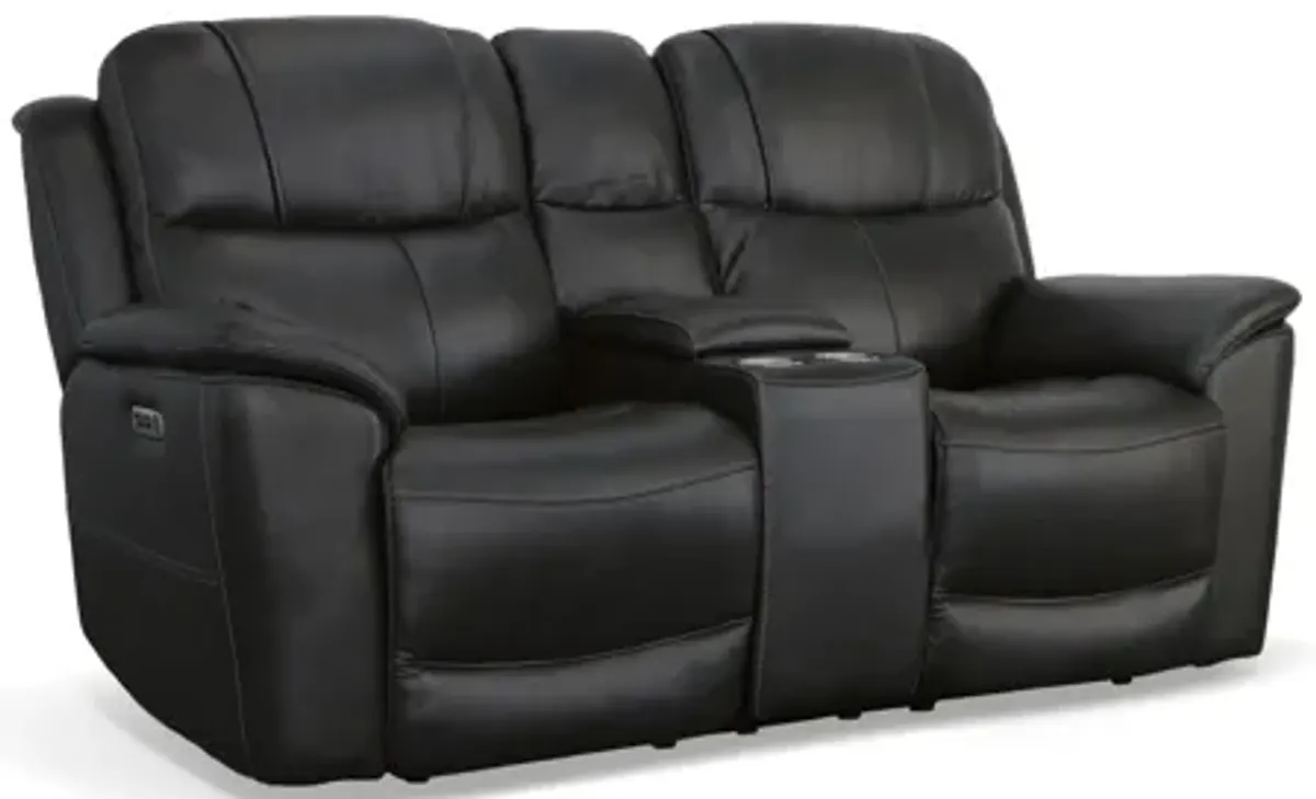 Crew Raven Leather Power Reclining Loveseat