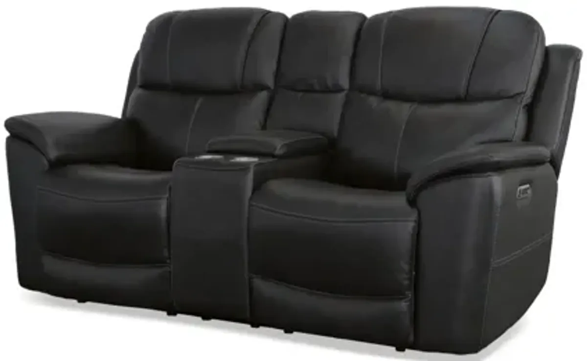 Crew Raven Leather Power Reclining Loveseat