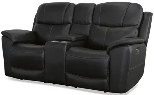 Crew Raven Leather Power Reclining Loveseat