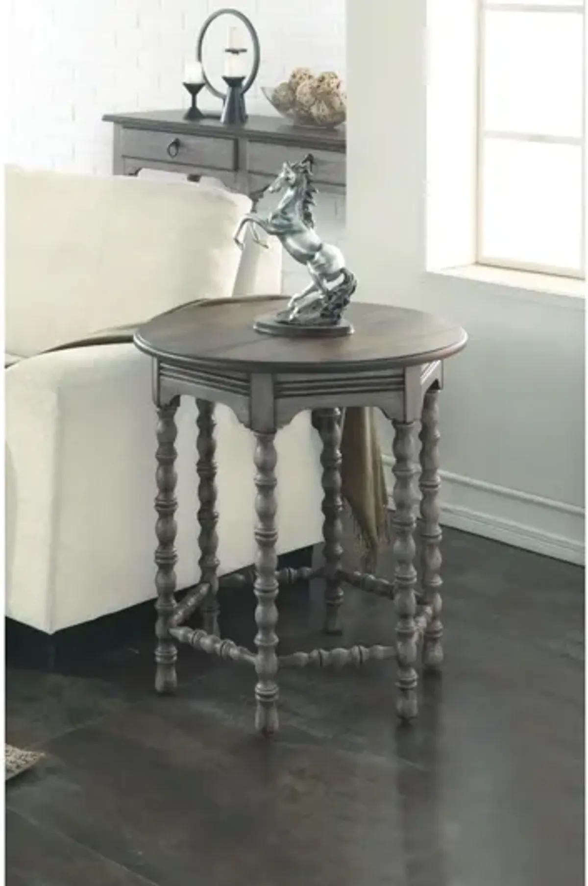 Plymouth Gray Round End Table