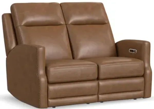 Maxwell Cedar Leather Power Reclining Loveseat