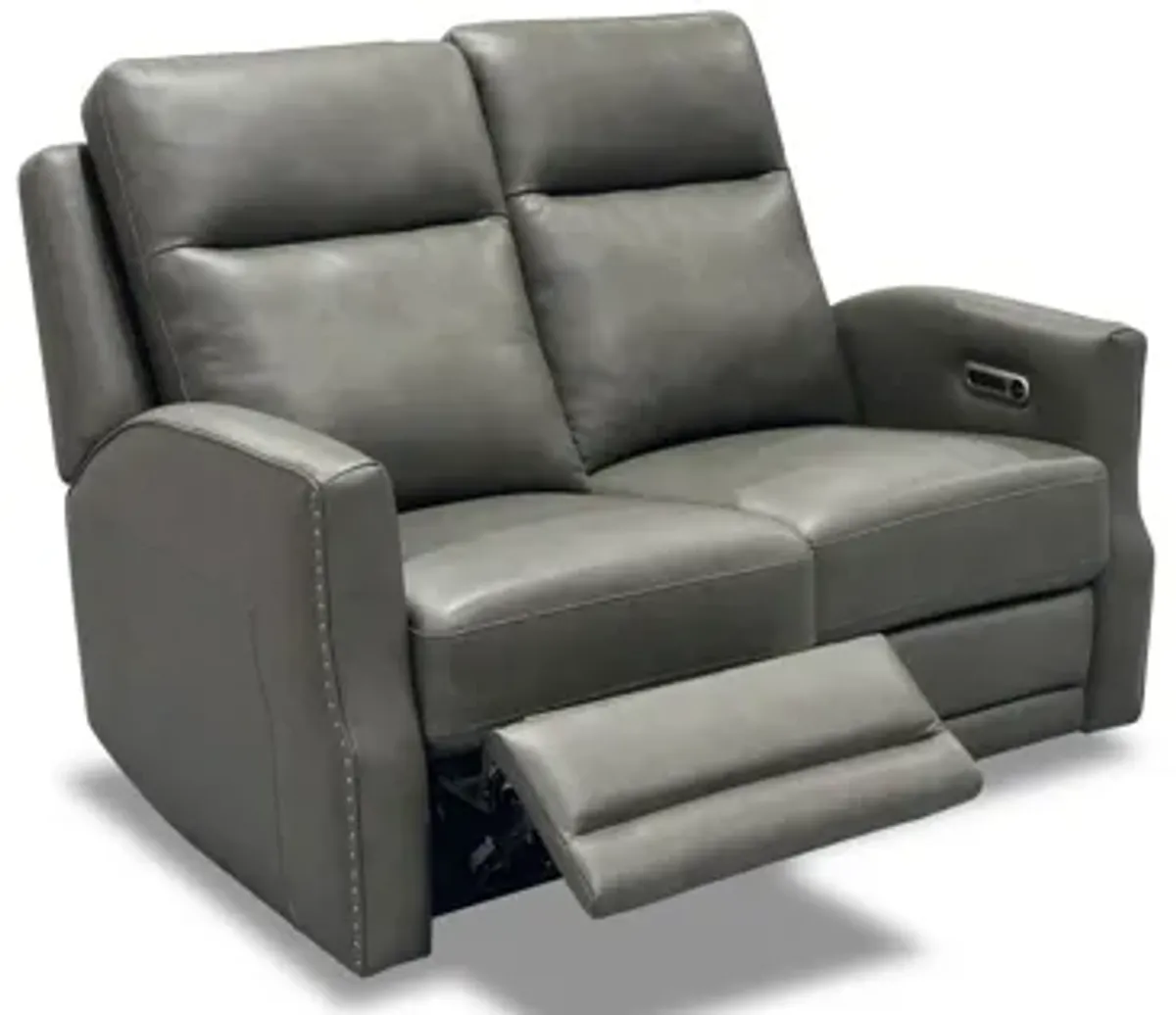 Maxwell Cinder Leather Power Reclining Loveseat