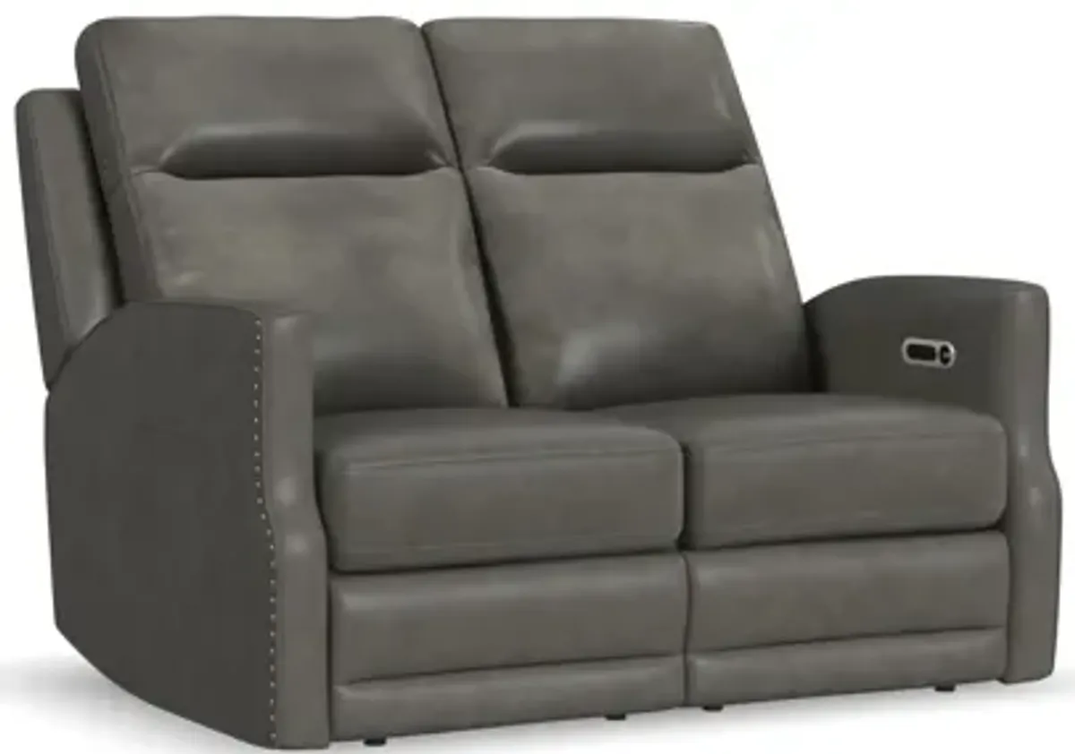 Maxwell Cinder Leather Power Reclining Loveseat