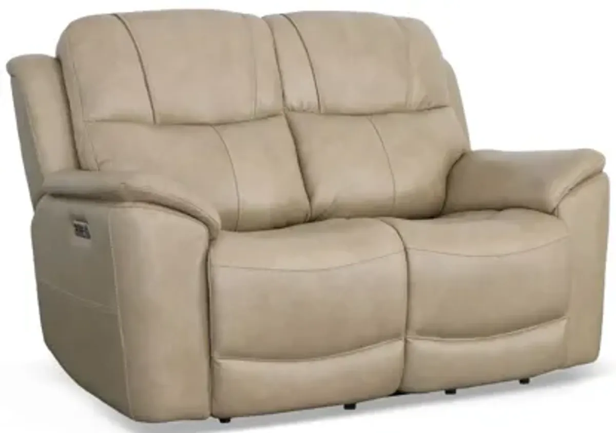 Crew Pebble Leather Power Reclining Loveseat