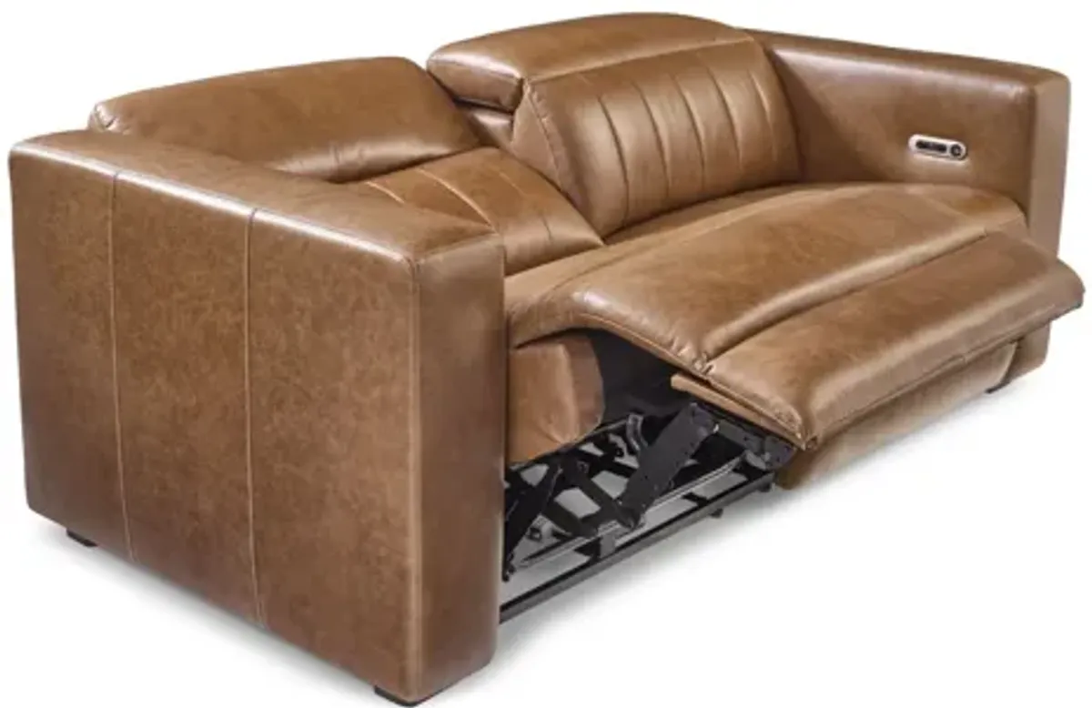 Austin Chestnut Leather Power Reclining Sofa