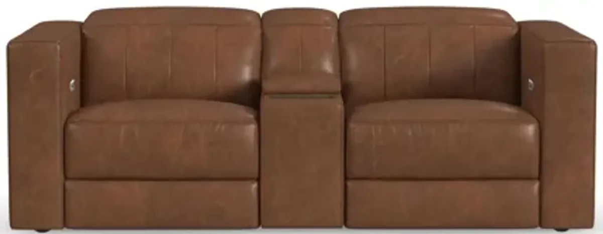 Austin Chestnut Leather Power Reclining Loveseat