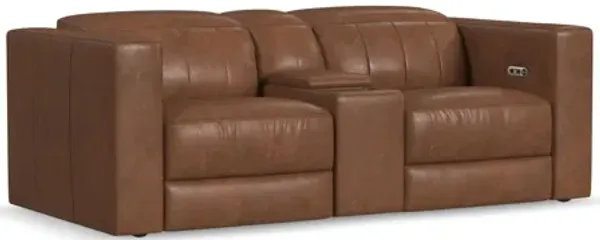 Austin Chestnut Leather Power Reclining Loveseat